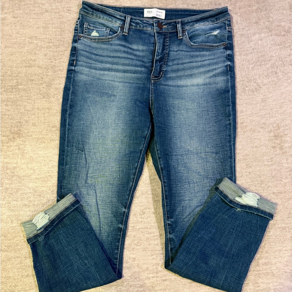 BKE Women's High-Rise Blue Distressed Skinny Jeans